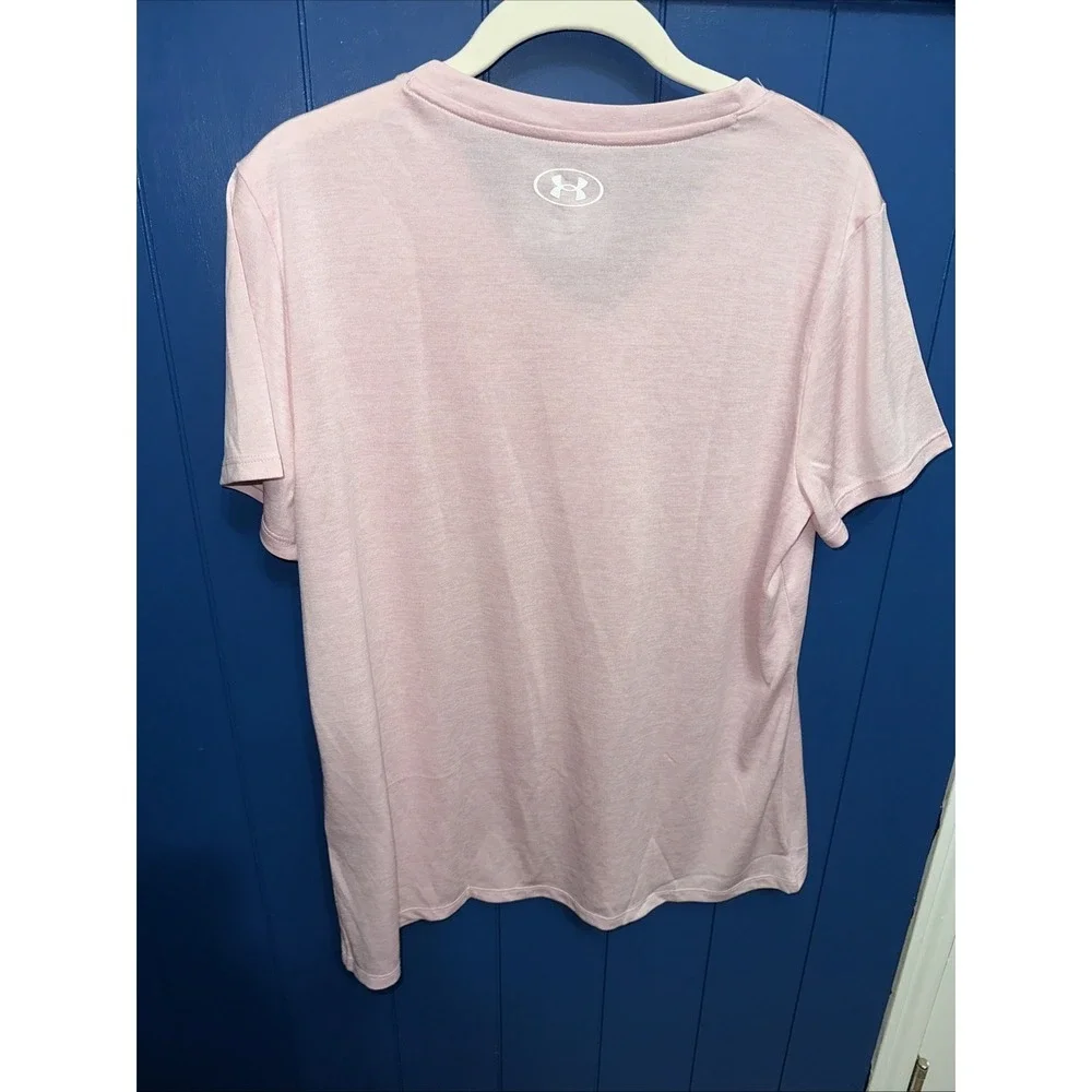 Under Armour Women Tech V-neck Loose Short Sleeve T-shirt Moisture Wicking Pink - Picture 7 of 12